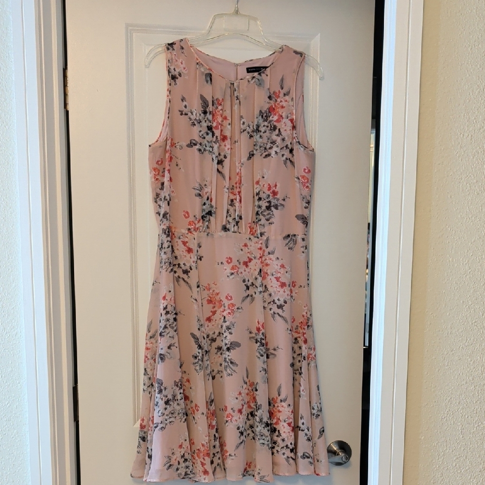 White House Black Market Blush Floral Midi Dress